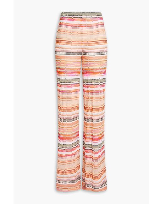 Missoni Pink Metallic Striped Crochet-Knit Wide-Leg Pants