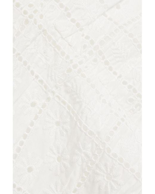 Ganni White Broderie Anglaise Cotton Midi Dress