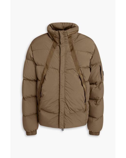C P Company Brown Webbing-Trimmed Quilted Shell Down Jacket for men
