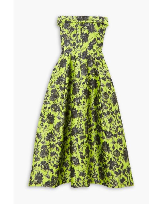 Philosophy Di Lorenzo Serafini Green Strapless Floral-jacquard Midi Dress