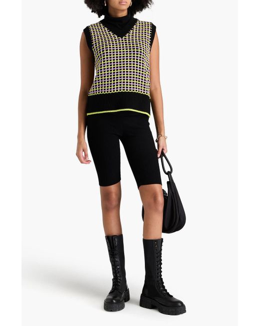 Chinti & Parker Black Checked Wool And Cashmere-blend Vest