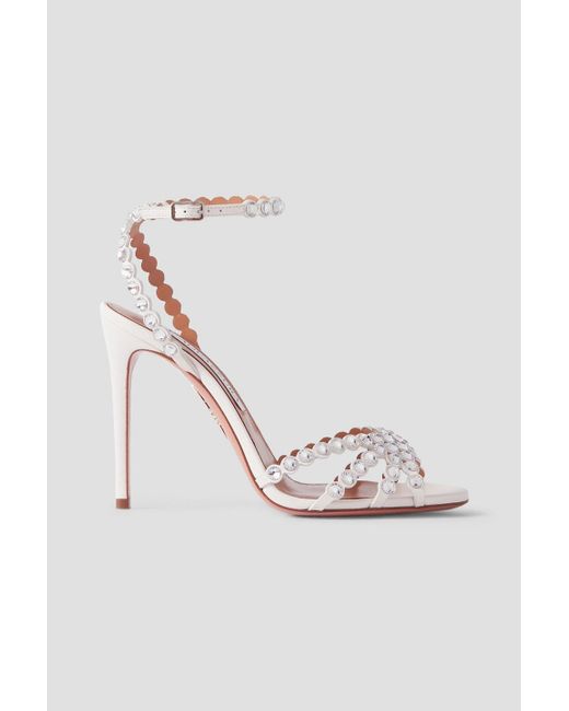 Aquazzura White Tequila 105 sandalen aus pvc und metallic-leder mit kristallen