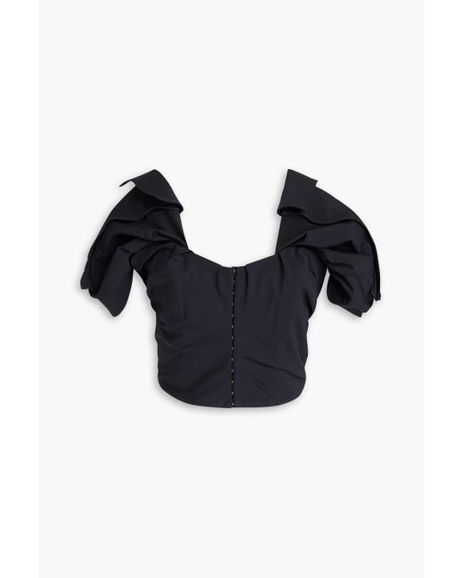 Jacquemus Blue Brasso Cropped Pleated Twill Top