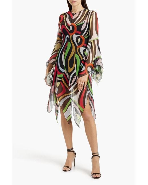 Emilio Pucci Black Kleid aus seiden-georgette mit print