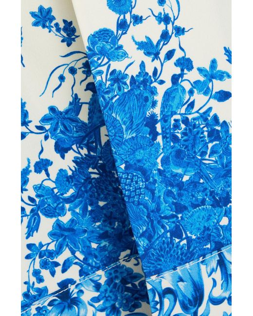 Valentino Garavani Blue Oversized-tel aus crêpe aus einer woll-seidenmischung mit floralem print