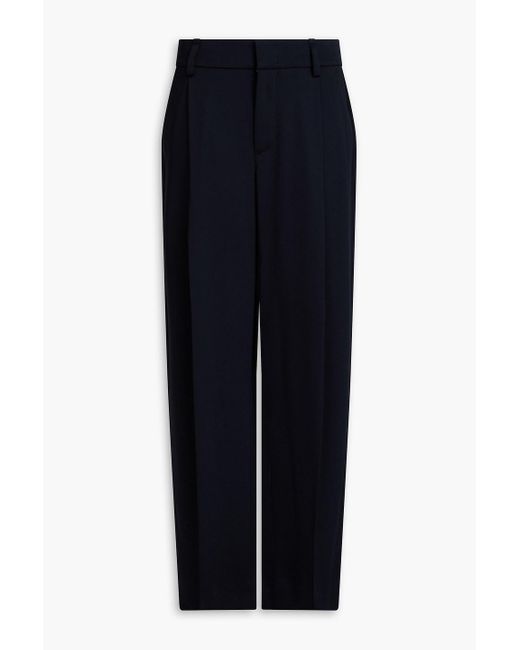 Vince Blue Pleated Twill Wide-leg Pants