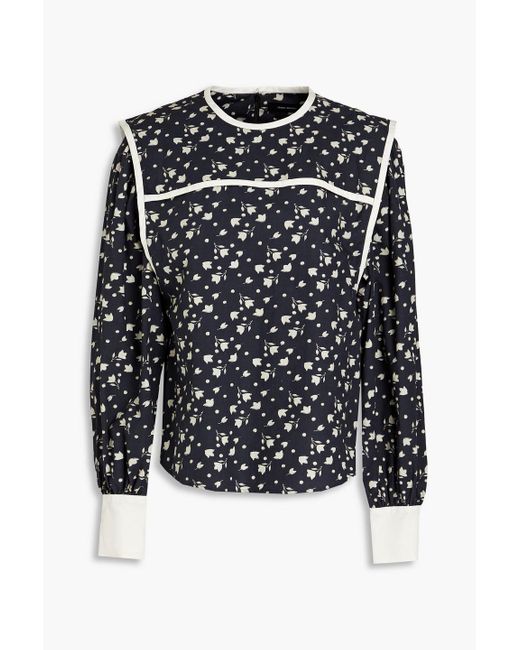 Isabel Marant Black Casey Printed Cotton-poplin Top