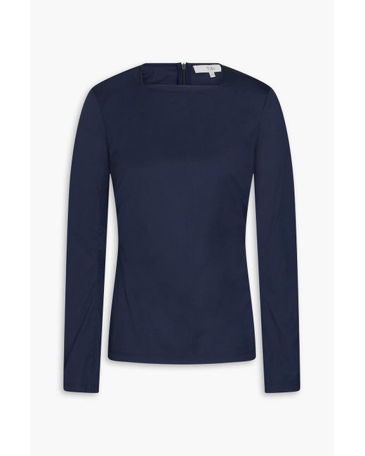 Tibi Blue Cotton-blend Poplin Top