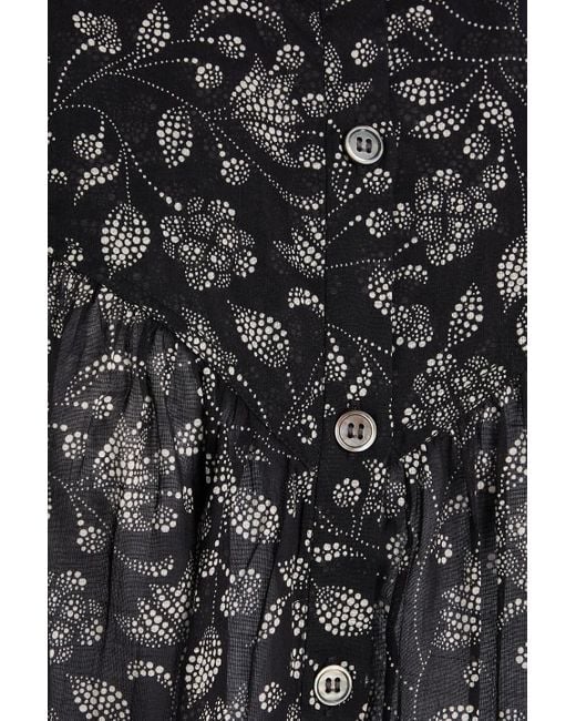 Isabel Marant Black Mildi Floral-print Cotton-voile Mini Shirt Dress