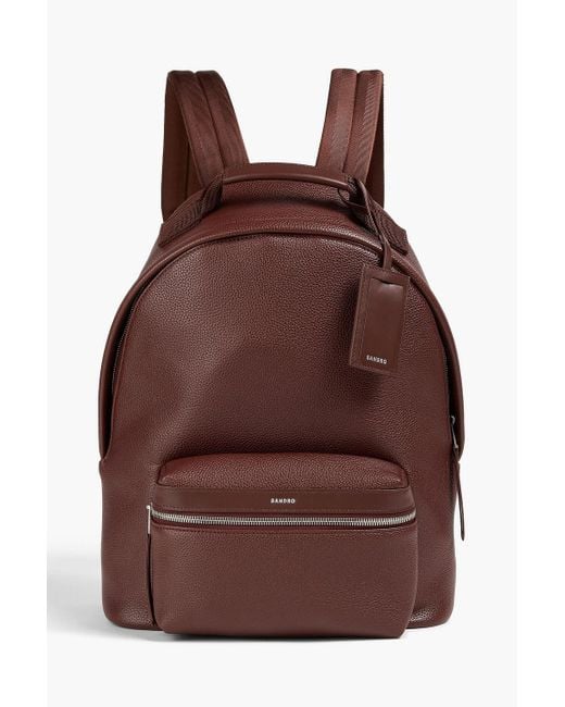 Sandro Brown Textured Backpack for men