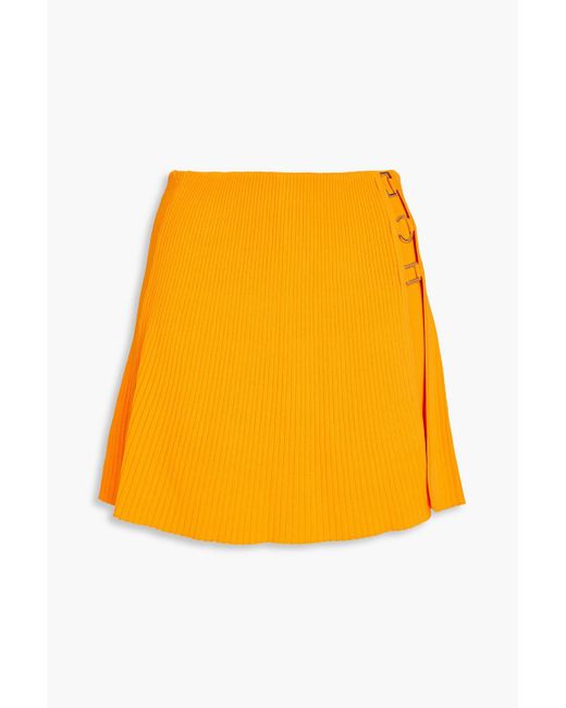 Sandro Yellow Ribbed-knit Mini Skirt