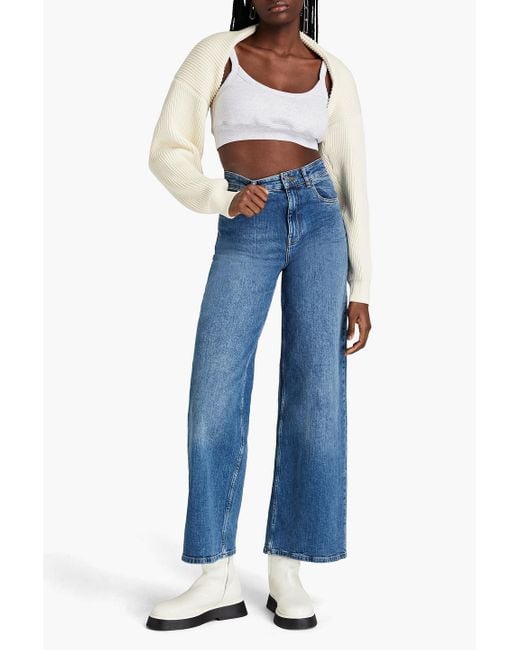 T By Alexander Wang White Cropped Ribbed Cotton-jersey Shrug