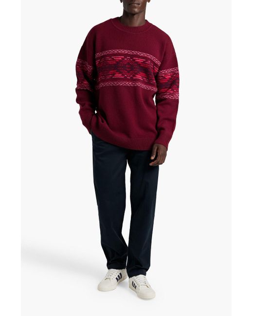 Isabel Marant Red Fair Isle Wool-blend Sweater for men
