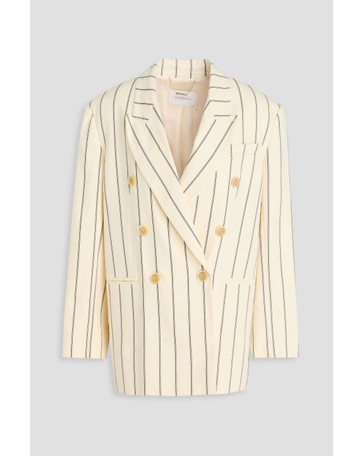 Zimmermann Natural Doppelreihiger blazer aus einer leinenmischung mit streifen