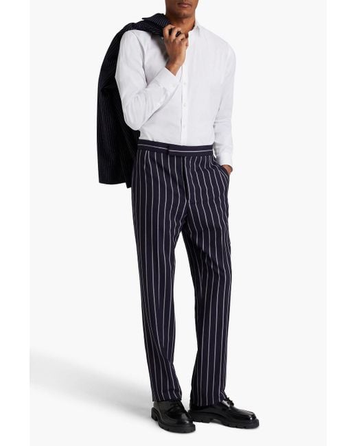Thom Browne Blue Fit Striped Wool Pants for men
