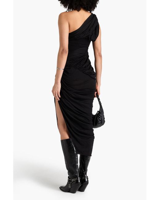 Rick Owens Black Lido One-Shoulder Asymmetric Cotton-Jersey Midi Dress