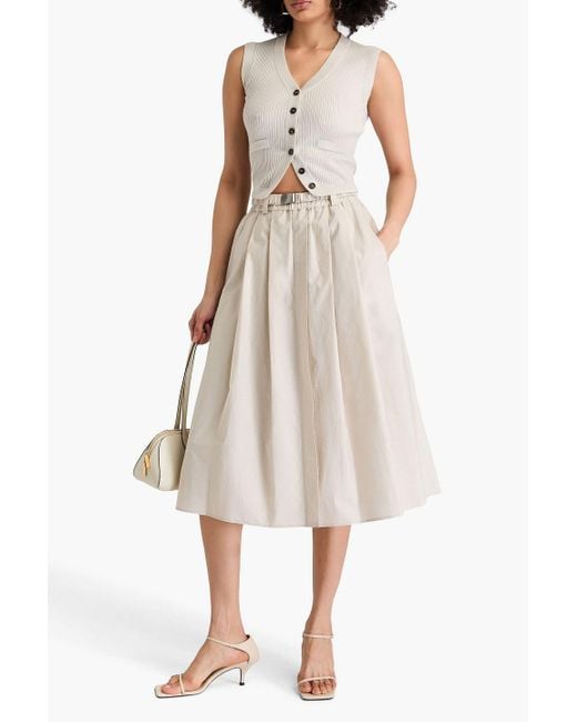 Brunello Cucinelli White Gerippte weste aus einer kaschmirmischung mit metallic-effekt