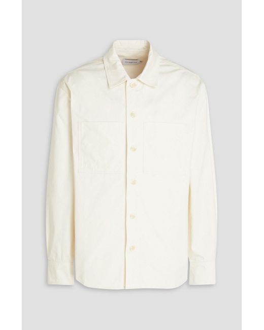 Maison Kitsuné White Embroidered Cotton-twill Shirt for men