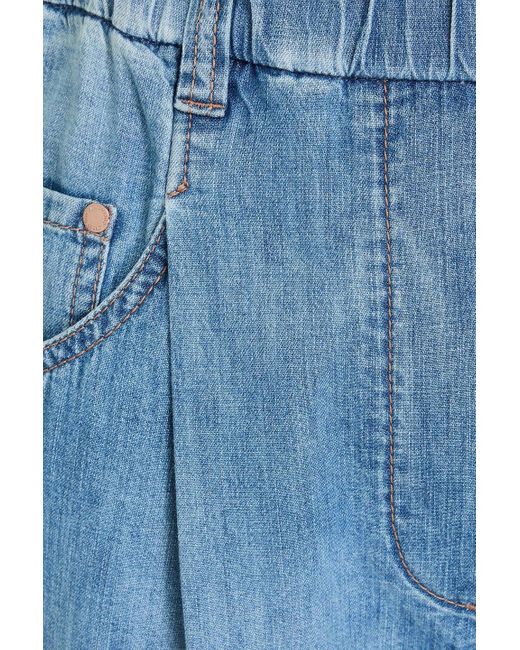 Brunello Cucinelli Blue Cropped High-rise Tapered Jeans