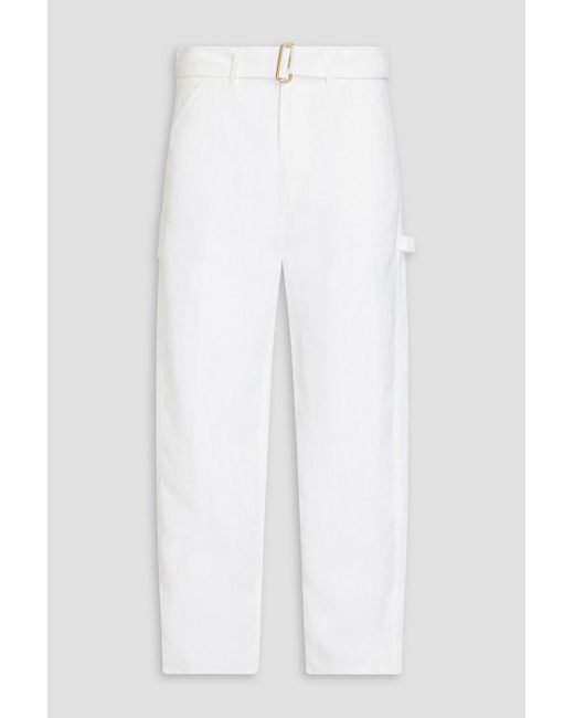 Dunhill White Belted Linen-canvas Pants for men