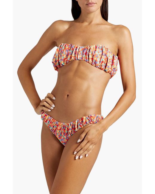 Caroline Constas Red Leila tief sitzendes bikini-höschen mit floralem print und raffung