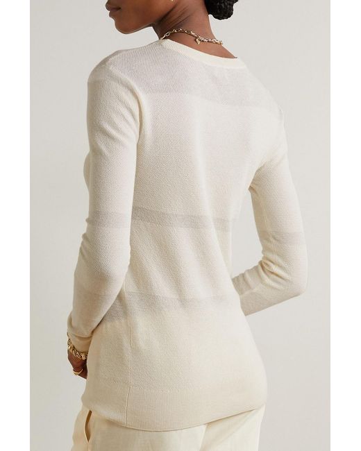 Totême Natural Paneled Cotton And Cashmere-blend Sweater
