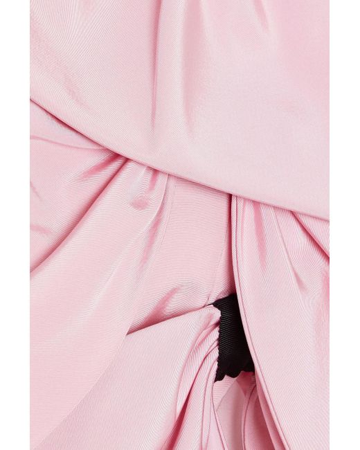 Carolina Herrera Pink One-shoulder Bow-detailed Silk-faille Mini Dress