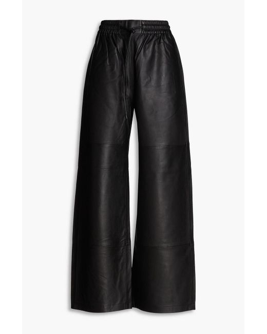 GRLFRND Black Billie Leather Wide-leg Pants