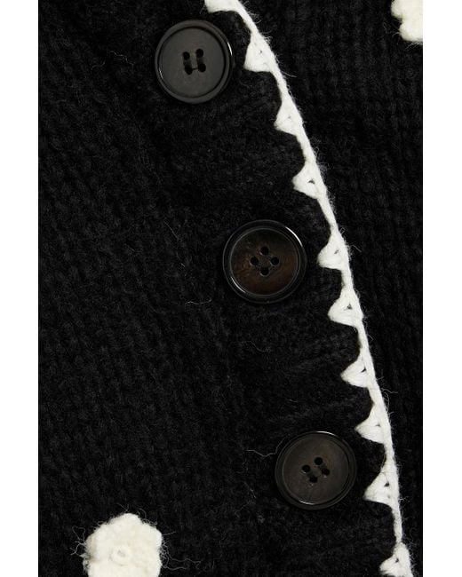 Farm Rio Black Cardigan aus rippstrick mit floralen applikationen