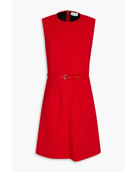 RED Valentino Red Belted Crepe Mini Dress