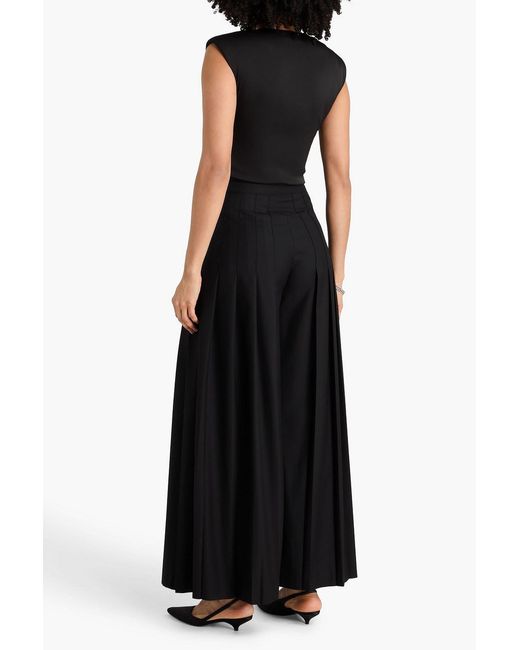Claudie Pierlot Black Pleated Twill Wide-Leg Pants