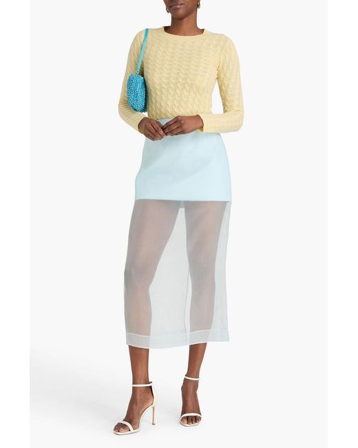 Zimmermann Blue Layered Silk-Georgette Midi Skirt