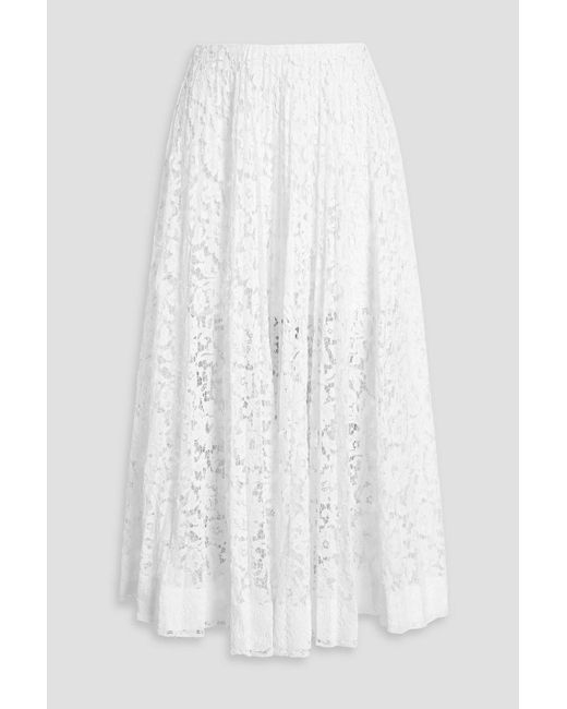 Valentino Garavani White Pleated Corded Lace Maxi Skirt