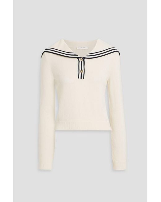 FRAME Natural The Sailor Striped Cashmere And Silk-blend Sweater
