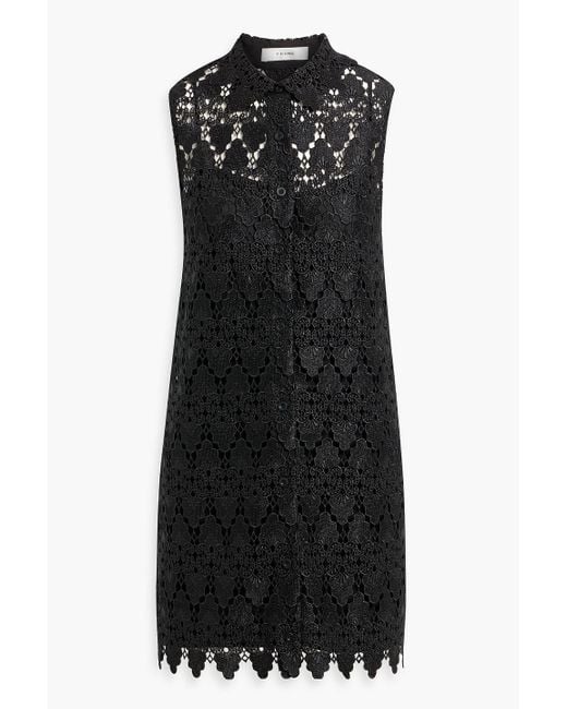 FRAME Black The Deco Crocheted Lace Mini Dress