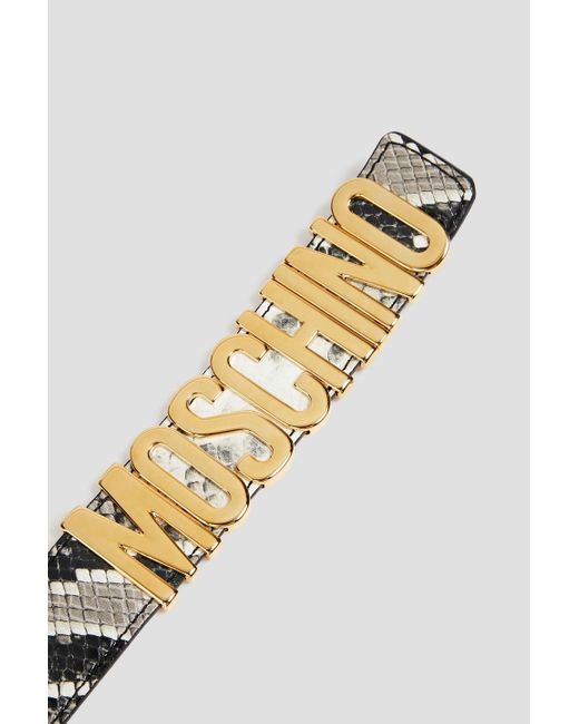 Moschino Metallic Snake-effect Leather Belt