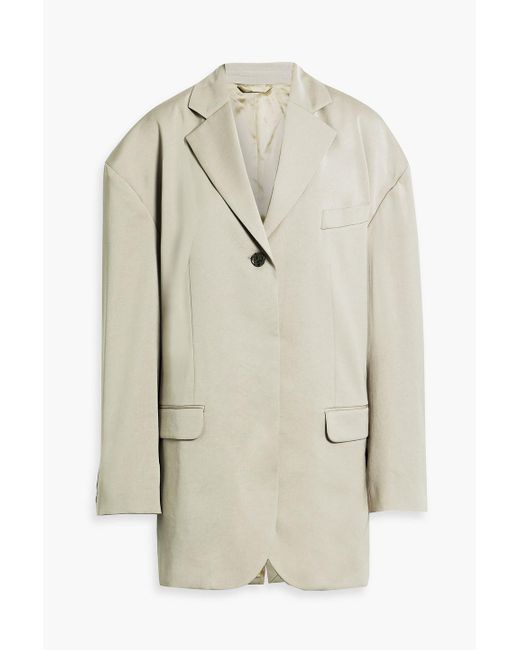 Acne White Oversized Tie-detailed Satin Blazer