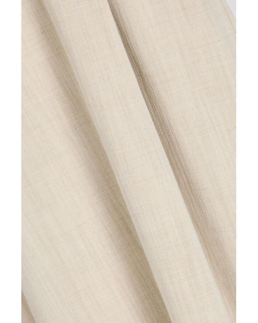 Palmer//Harding Natural Pleated Cotton And Linen-blend Twill Wide-leg Pants