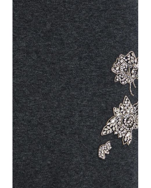 Erdem Black Embellished Stretch-Knit Midi Pencil Skirt