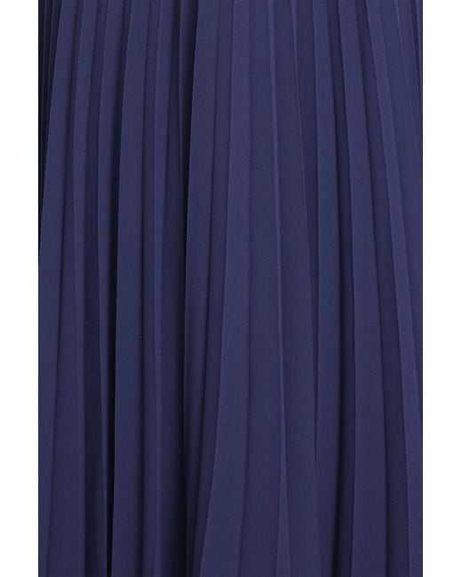 Claudie Pierlot Blue Crepe, Cotton-jacquard And Poplin Midi Dress