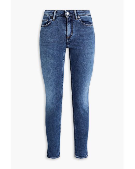 Acne Blue Cropped Mid-rise Skinny Jeans