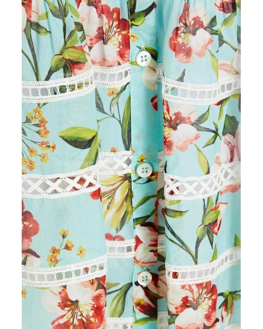 Dolce & Gabbana Blue Floral-print Cotton Shirt Dress
