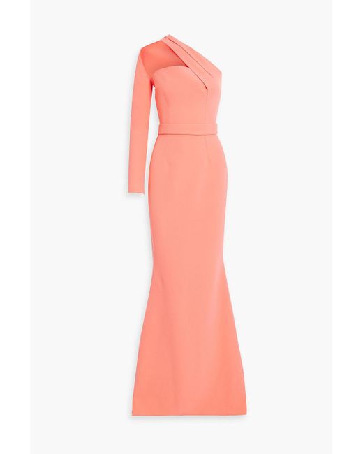 Safiyaa Pink Angela One-shoulder Stretch-crepe Gown