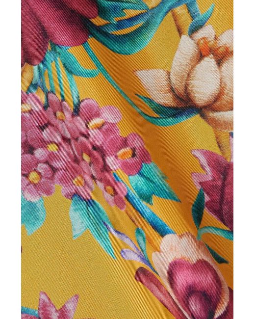 LaDoubleJ Orange Sunset Cropped Floral-Print Silk-Twill Shirt