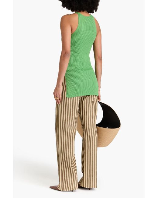 Nanushka Green Ribbed-Knit Top