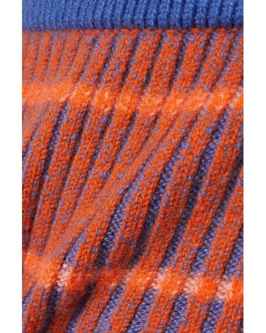 The Elder Statesman Orange Midirock aus geripptem kaschmir mit streifen