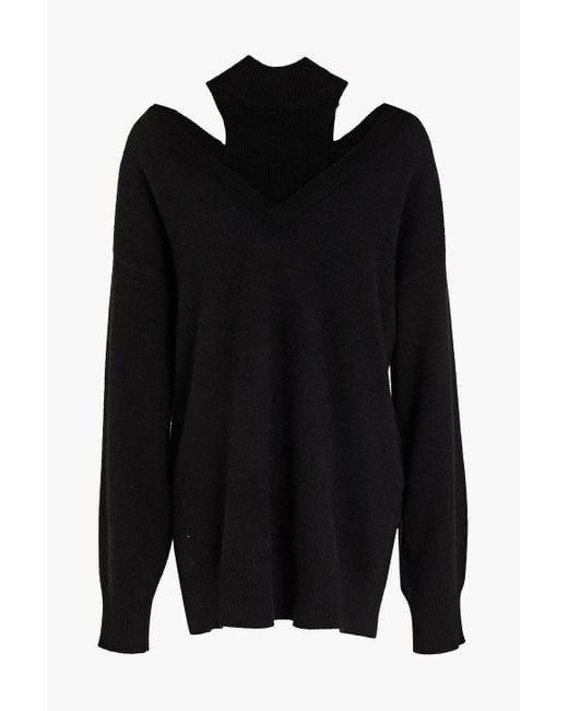 NAADAM Cutout Cashmere Turtleneck Sweater in Black | Lyst