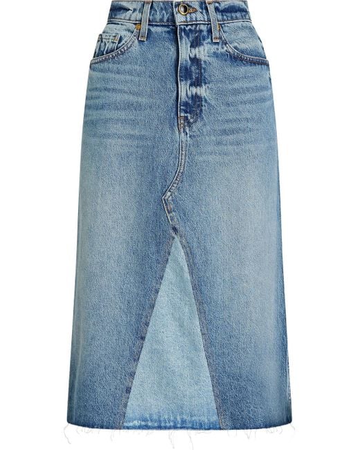 Khaite Faded Denim Skirt in Mid Denim (Blue) | Lyst