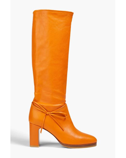Red(v) Orange Bow-embellished Leather Boots