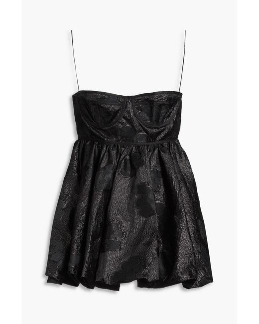 CECILIE BAHNSEN Black Anette Metallic Fil Coupé Peplum Top